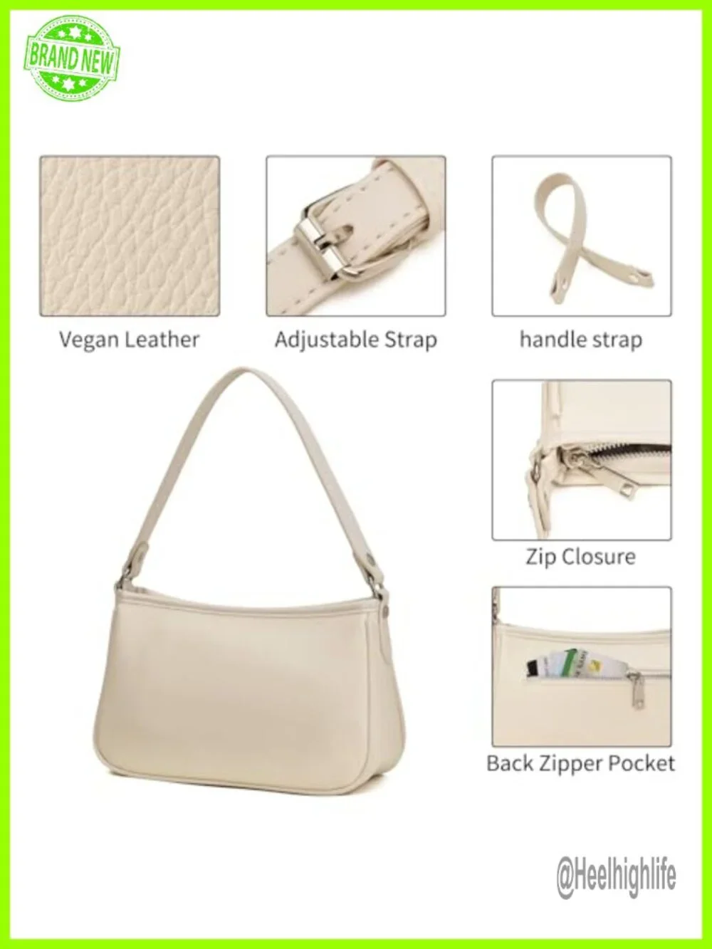 Small Vegan Leather Hobo Crossbody Purse with Multiple Pockets